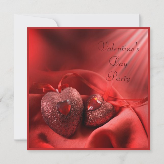 Romantic Hearts & Silk Valentine's Day Party Invitation (Front)