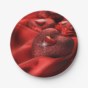 Romantic Hearts & Silk Valentine's Day Party Paper Plate