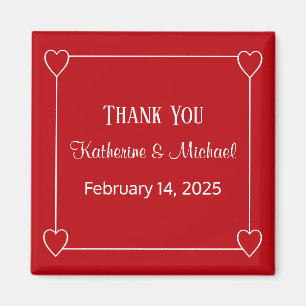 Romantic Hearts Simple Valentine's Day Red Wedding Magnet