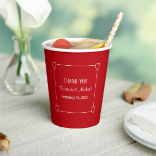 Romantic Hearts Simple Valentine's Day Red Wedding Paper Cups