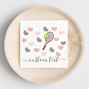 Romantic Hearts & Tennis Racket Kids Party Napkins