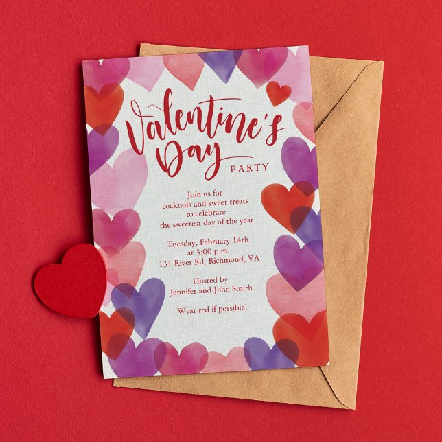 Romantic Hearts Valentines Day Party Invitation (Creator Uploaded)