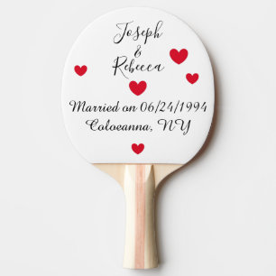 Romantic Hearts: White Anniversary Ping Pong Paddle