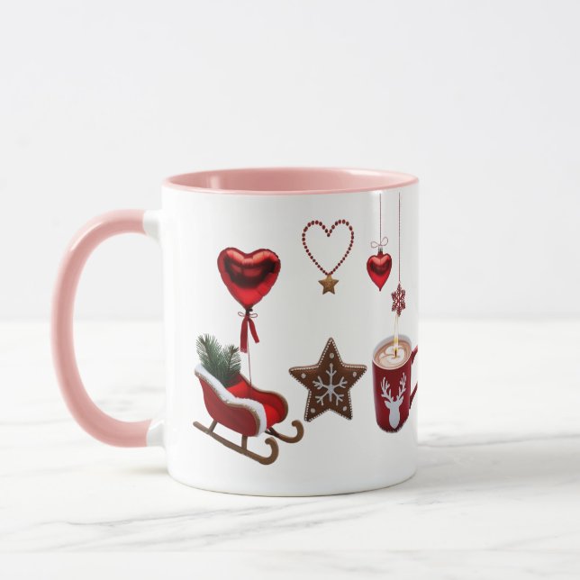 Romantic High-End Heart Christmas Combo Coffee Mug (Left)