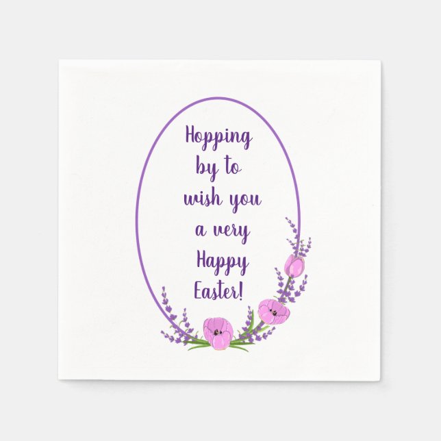 Romantic holiday wreaths  Tulip flowers Easter   Napkin (Front)