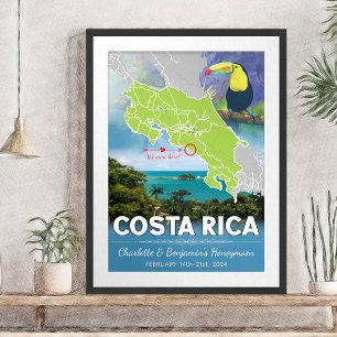 Romantic Honeymoon Montego Bay Jamaica Map Poster