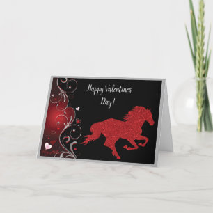 Romantic Horse & Heart Valentine Holiday Card