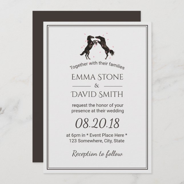 Romantic Horse Wedding Invitation (Front/Back)
