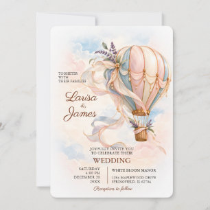 Romantic Hot Air Balloon Adventure Wedding Invitation