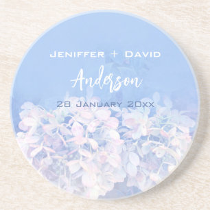 Romantic Hydrangeas Personalised Wedding Coaster