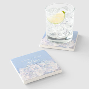 Romantic Hydrangeas Personalised Wedding Stone Coaster