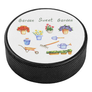 Romantic I love my fowers Minimalist  Cute   Hockey Puck