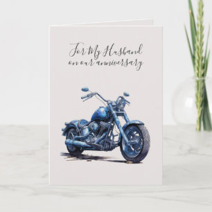 Romantic I Love You Anniversary Blue Motorcycle Card