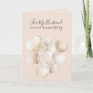Romantic I Love You Anniversary Peach Cream Hearts Card