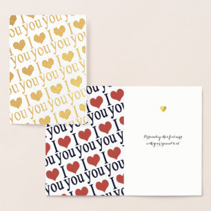 Romantic 'I love you' hearts golden \ gold Foil Card