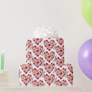 Romantic I Love You Red Roses Hearts Wrapping Pape Paper