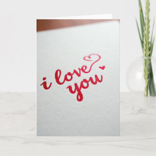Romantic I Love You Script Glitter Card