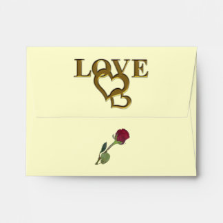 Romantic Interlocking Hearts & Red Rose Envelopes