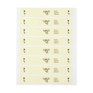 Romantic Interlocking Hearts & Red Rose Wraparound Address Label