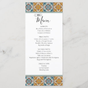 Romantic Italian Tile Destination Wedding Menu
