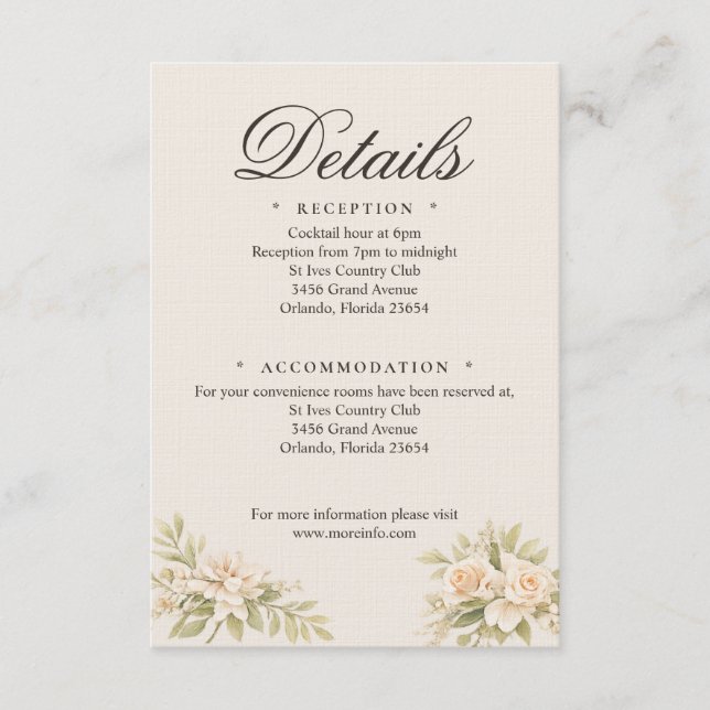 Romantic Italian Tusca Details Card (Front)