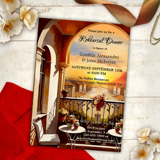 Romantic Italian Wedding Rehearsal Dinner Invitation