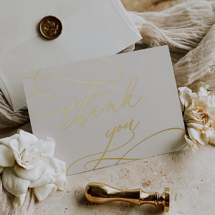 Romantic Ivory and Gold Foil Thank You Card