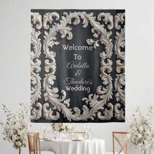 Romantic Ivory Baroque Vintage Art Luxury Wedding  Tapestry