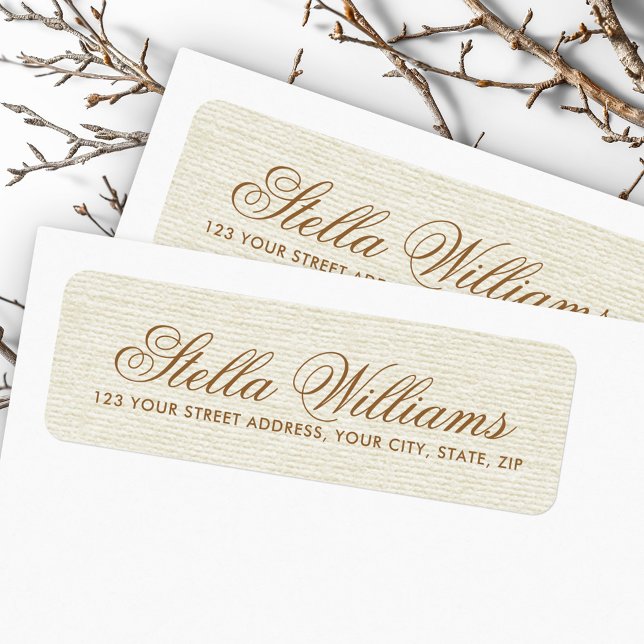 Romantic ivory linen calligraphy script address (Romantic ivory linen calligraphy script address label)