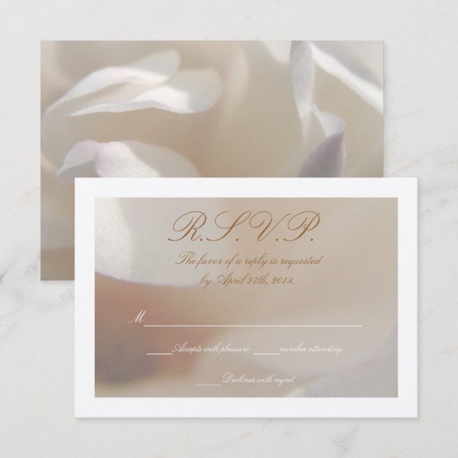 Romantic Ivory Magnolia 2 Wedding RSVP Card (Front/Back)