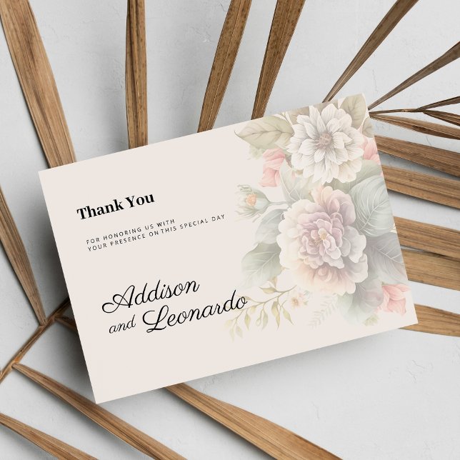 Romantic ivory pink blue summer floral Thank You  Invitation (Romantic ivory pink blue summer floral Thank You )