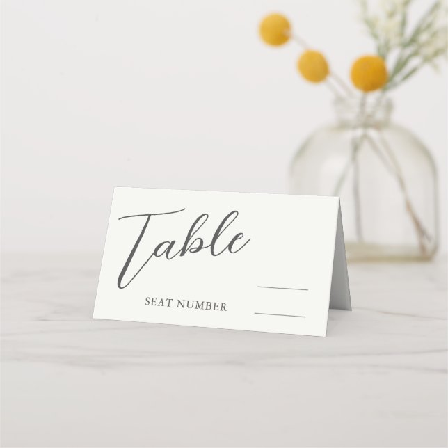 Romantic Ivory Wedding Table & Seat Number Place Card (Front)