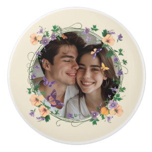 Romantic Ivy and Butterflies Ceramic Knob