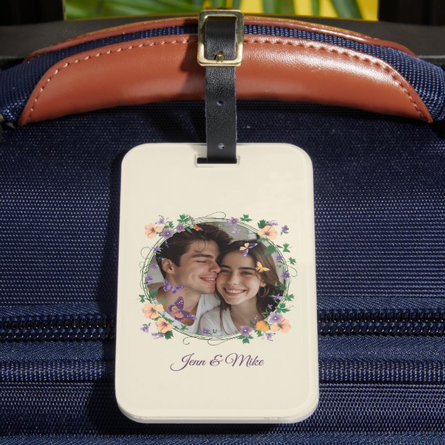 Romantic Ivy and Butterflies Luggage Tag (Front Insitu 2)