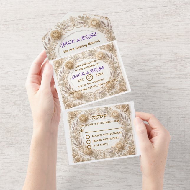Romantic Jack and Rose Classic Wedding Invitation (Tearaway)