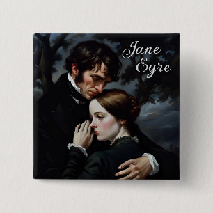 Romantic Jane Eyre and Edward Rochester 15 Cm Square Badge