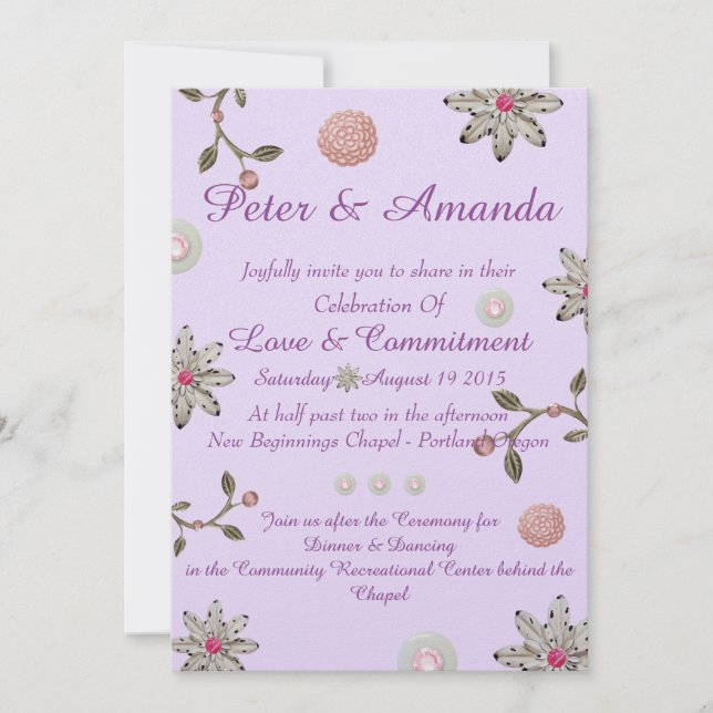 Romantic Jane Metal Flower Wedding Invitations (Front)