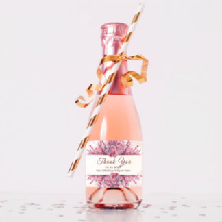 Romantic Japan Pink Cherry Blossom Sparkling Wine Label
