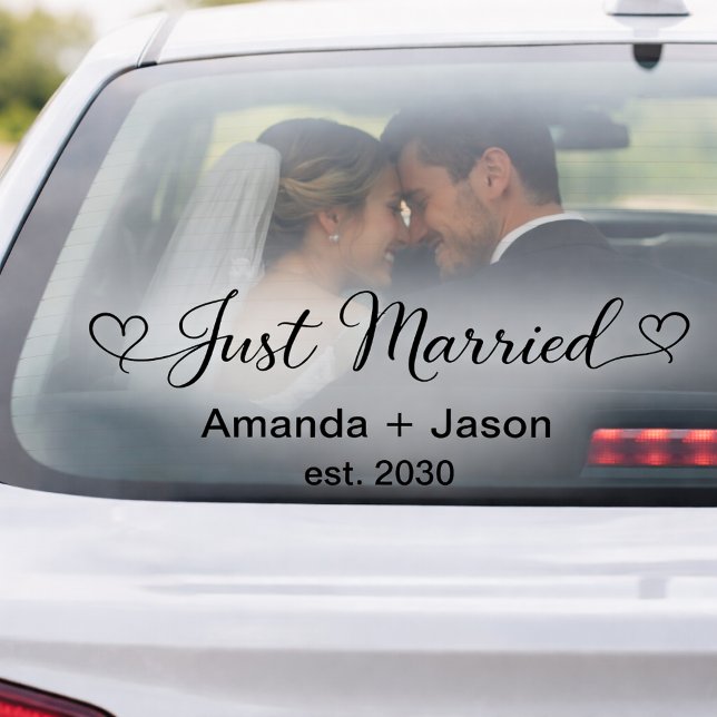 Romantic Just Married Hearts Black Script (Creator Uploaded)