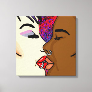 Romantic Kiss Interracial Romance Canvas Print