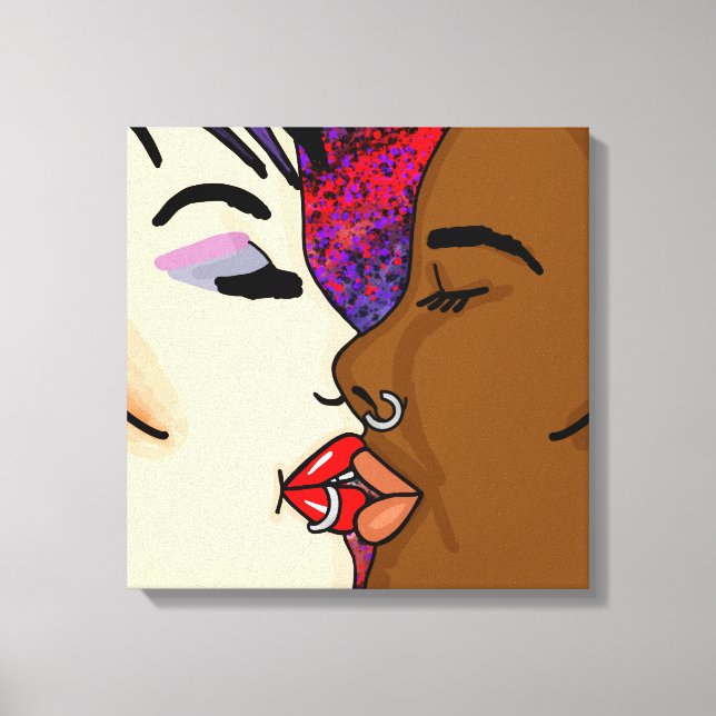Romantic Kiss | Interracial Romance   Canvas Print (Front)