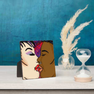 Romantic Kiss Interracial Romance Plaque