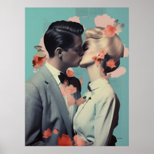 Romantic Kiss, Print, Decor, Collage, Art Poster