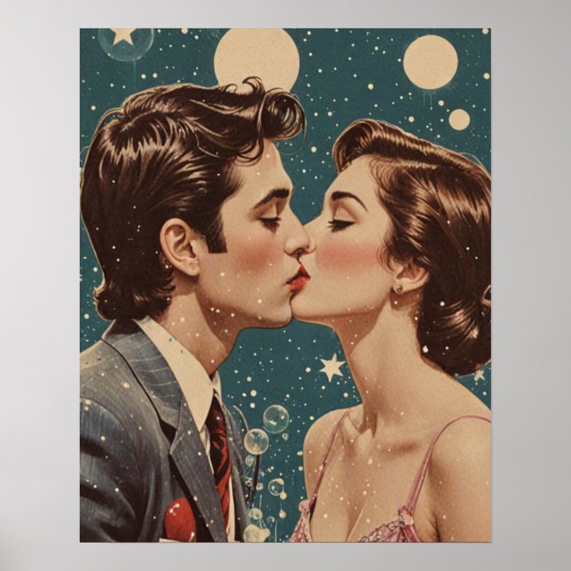 Romantic kiss vintage poster (Front)