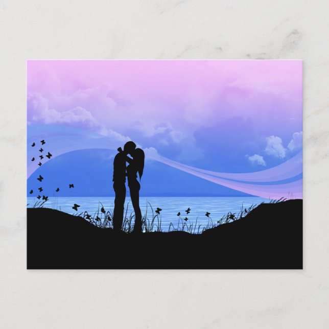 Romantic Kissing Couple Postcard (Front)