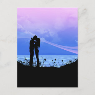 Romantic Kissing Couple Postcard
