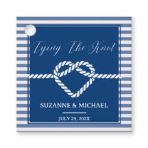 Romantic Knot Nautical Navy Blue Stripes Wedding