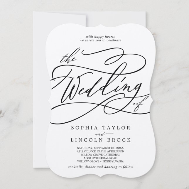 Romantic Kraft Calligraphy Flourish The Wedding Of Invitation (Front)