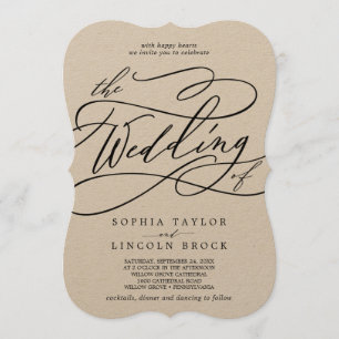 Romantic Kraft Calligraphy Flourish The Wedding Of Invitation