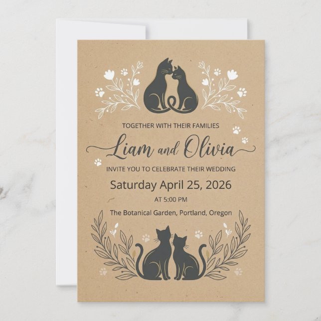 Romantic Kraft Floral Couple Invite (Front)